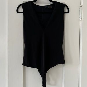 Alice + Olivia "Marley" V-neck Sleeveless Thong Bodysuit